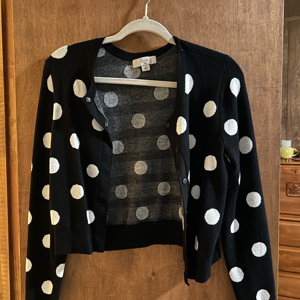 Black and White Cropped Cardigan Sweater